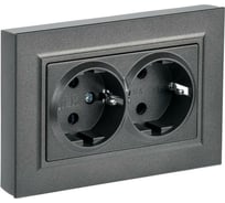 2-местная розетка IEK Brite рсш12-3-бртб с заземлением, с защитными шторками, 16А, в сборе, темная бронза BR-R24-16-K45-F