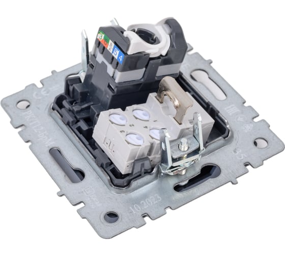 Двойная розетка IEK Brite rj11+rj45 рк/т12-брм категория 5e, маренго BR-KT20-O-1-K35