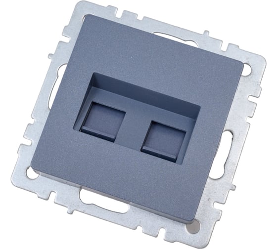 Двойная розетка IEK Brite rj11+rj45 рк/т12-брм категория 5e, маренго BR-KT20-O-1-K35