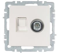 Двойная розетка IEK Brite tv+rj45 ртв/рк12-брж категория 5e, жемчуг BR-AK20-1-K36