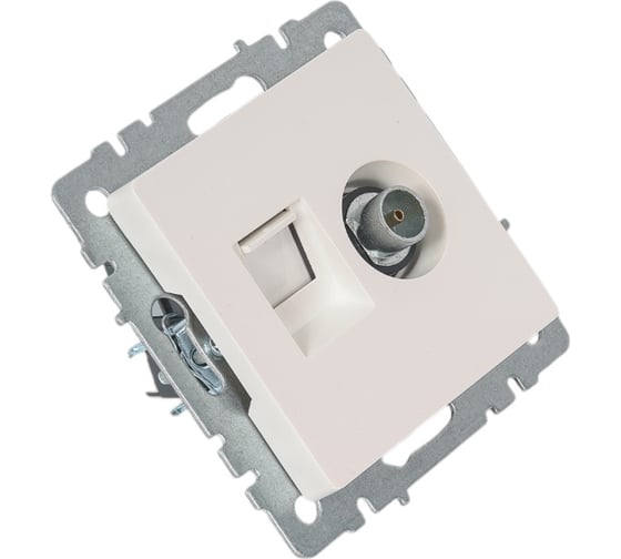 Двойная розетка IEK Brite tv+rj45 ртв/рк12-брж категория 5e, жемчуг BR-AK20-1-K36