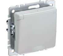 1-местная розетка IEK Brite рсбш10-3-брж с заземлением, с защитными шторками и крышкой, 16А, ip20, жемчуг BR-R16-16-K36