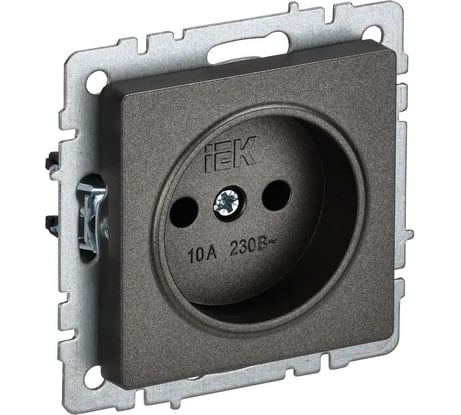 1-местная розетка IEK Brite рс10-1-0-бртб без заземления, без защитных шторок, 10А, темная бронза BR-R10-10-K45