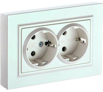 2-местная розетка IEK Brite рс12-3-брж с заземлением, без защитных шторок, 16А, в сборе, жемчуг BR-R21-16-K36-F