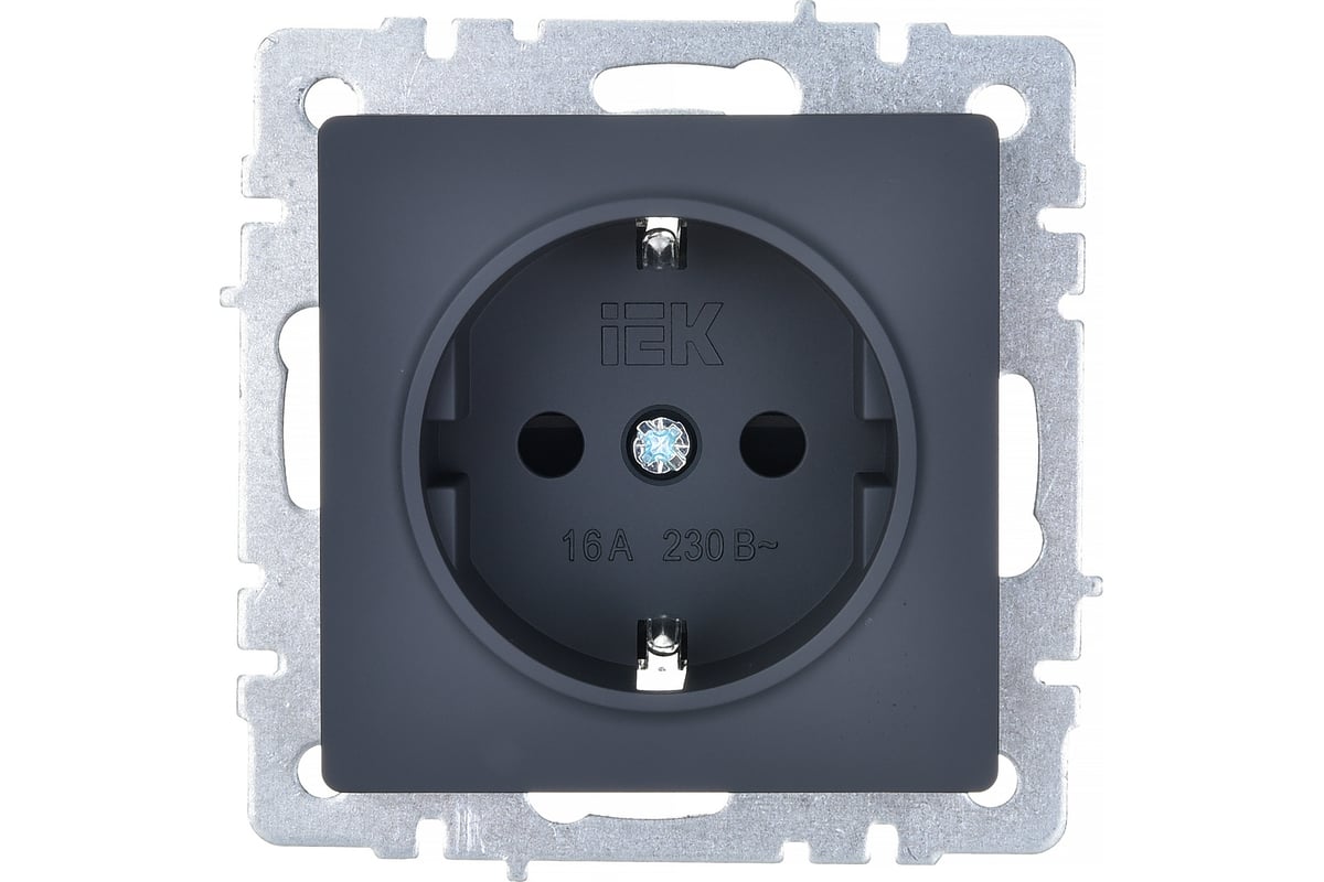 1-местная розетка IEK Brite рс14-1-0-брг с заземлением, с защитными ...