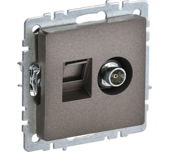 Двойная розетка IEK Brite tv+rj45 ртв/рк12-бртб категория 5e, темная бронза BR-AK20-1-K45