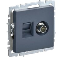 Двойная розетка IEK Brite tv+rj45 ртв/рк12-брм категория 5e, маренго BR-AK20-1-K35