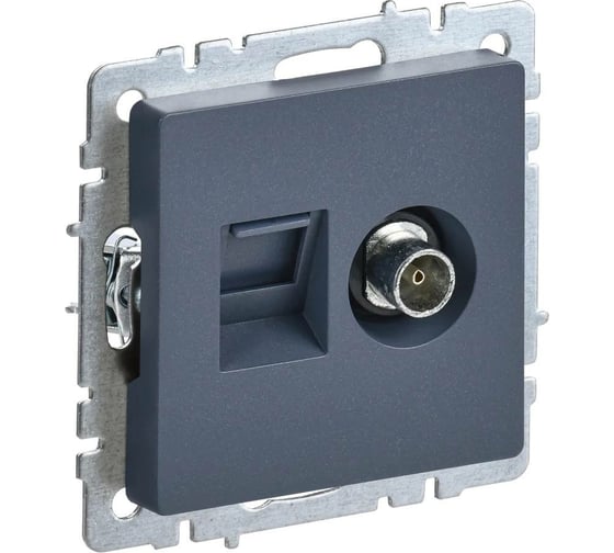 Двойная розетка IEK Brite tv+rj45 ртв/рк12-брм категория 5e, маренго BR-AK20-1-K35 1
