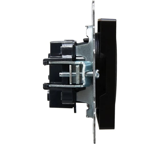 1-местная розетка IEK Brite рс10-1-0-брч без заземления, без защитных шторок, 10А, черный BR-R10-10-K02