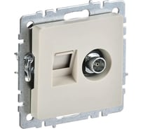 Двойная розетка IEK Brite tv+rj45 ртв/рк12-бркр категория 5e, бежевый BR-AK20-1-K10