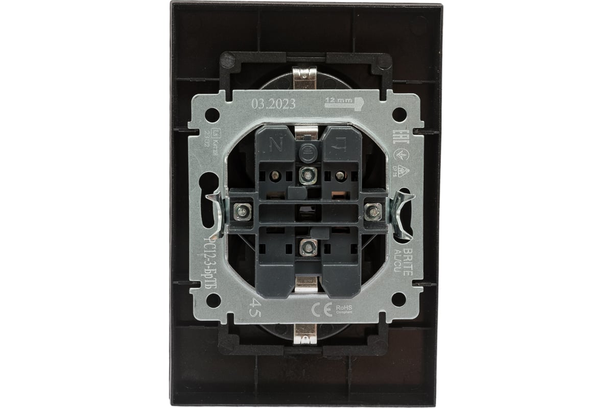 2-местная розетка IEK Brite рс12-3-бртб с заземлением, без защитных ...