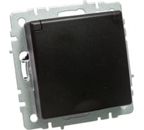 1-местная розетка IEK Brite рсбш10-3-44-брч с заземлением, с защитными шторками и крышкой, 16А, ip44, черный BR-R16-16-44-K02