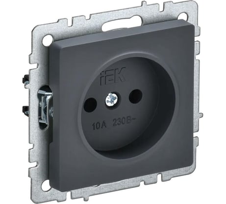 1-местная розетка IEK Brite рс10-1-0-брг без заземления, без защитных шторок, 10А, графит BR-R10-10-K53
