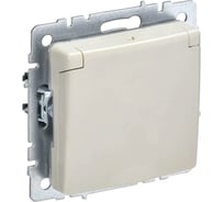 1-местная розетка IEK Brite рсбш10-3-44-бркр с заземлением, с защитными шторками и крышкой, 16А, ip44, бежевый BR-R16-16-44-K10