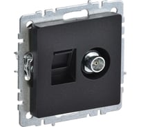 Двойная розетка IEK Brite tv+rj45 ртв/рк12-брч категория 5e, черный BR-AK20-1-K02