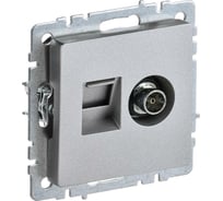 Двойная розетка IEK Brite tv+rj45 ртв/рк12-бра категория 5e, алюминий BR-AK20-1-K47