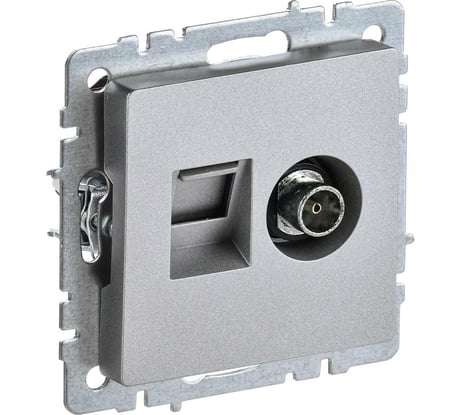 Двойная розетка IEK Brite tv+rj45 ртв/рк12-бра категория 5e, алюминий BR-AK20-1-K47
