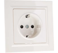 1-местная розетка IEK Brite рср14-1-0-брб с заземлением, с защитными шторками 16А, в сборе, белый BR-R14-16-K01-F