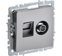 Двойная розетка IEK Brite tv+rj45 ртв/рк12-брс категория 5e, сталь BR-AK20-1-K46
