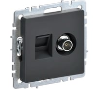 Двойная розетка IEK Brite tv+rj45 ртв/рк12-брг категория 5e, графит BR-AK20-1-K53