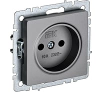 1-местная розетка IEK Brite рс10-1-0-брс без заземления, без защитных шторок, 10А, сталь BR-R10-10-K46