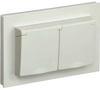 2-местная розетка IEK Brite рсбш12-3-44-бркр с заземлением, с защитными шторками и крышкой, 16А, в сборе, ip44, бежевый BR-R26-16-44-K10-F