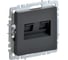 Двойная розетка IEK Brite rj11+rj45 рк/т12-брг категория 5e, графит BR-KT20-O-1-K53 1