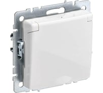 1-местная розетка IEK Brite рсбш10-3-брб с заземлением, с защитными шторками и крышкой, 16А, ip20, белый BR-R16-16-K01