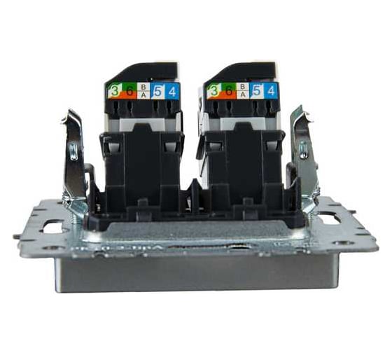 Двойная компьютерная розетка rj45 IEK Brite рк10-2-бра категория 5e, алюминий BR-K20-1-K47