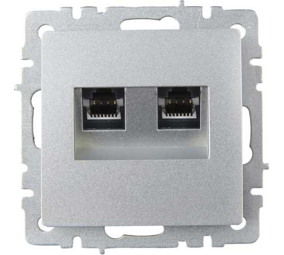 Двойная компьютерная розетка rj45 IEK Brite рк10-2-бра категория 5e, алюминий BR-K20-1-K47