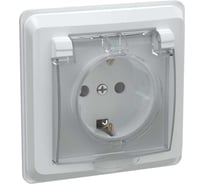 Розетка GENERICA 1-местная с заземляющим контактом с защитной шторкой и крышкой 16а ip44 вега белый ERV16-K01-16-DM