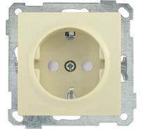 Розетка IEK Bolero рс14-1-0-б с заземляющим контактом, с защитной шторкой, 16А, кремовый ERB14-K33-16