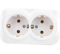 Двухместная розетка для открытой установки IEK Glory рс22-3-хб с заземлением, 16А, белый ERH21-K01-16
