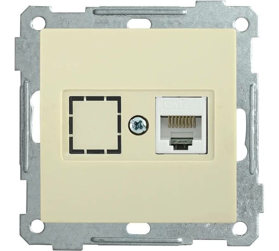 Компьютерная розетка IEK Bolero рк11-1-б rj45, категория 6, кремовый EKB16-01-K33
