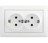 2-местная розетка IEK Bolero рс21-1-0-бб с заземляющим контактом, 16А, белый ERB29-K01-16