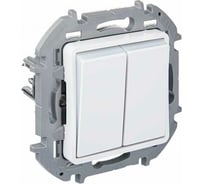 Переключатель Legrand двухклавишный с подсветкой Legrand Inspiria 10A 250В безвинтовые зажимы белый 673665