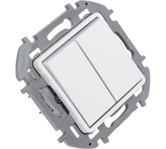 Переключатель Legrand двухклавишный с подсветкой Legrand Inspiria 10A 250В безвинтовые зажимы белый 673665
