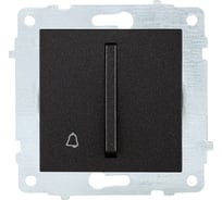 Механизм 1-клавишного выключателя OVIVO узкая клавиша, кнопка звонка, черный металлик, 610-000217-207