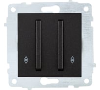 Механизм 2-клавишного выключателя OVIVO узкая клавиша, проходной, черный металлик, 610-000217-211