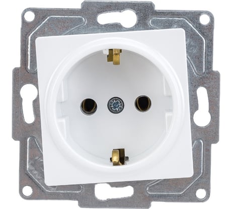 Розетка GUNSAN 1 пост Eqona с заземлением белый 16401100-252115