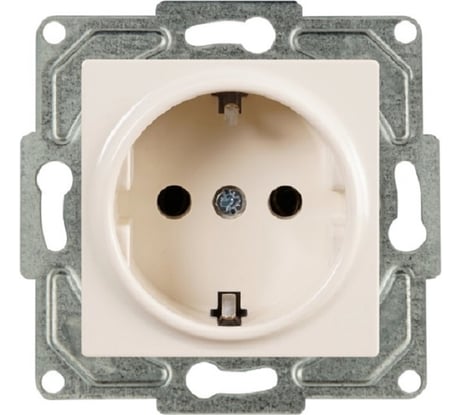 Розетка GUNSAN 1 пост Eqona с заземлением крем 16401200-252115