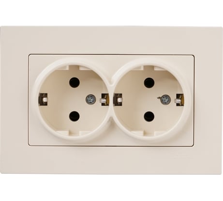 Розетка GUNSAN 2 поста Eqona с заземлением крем 16401200-100150