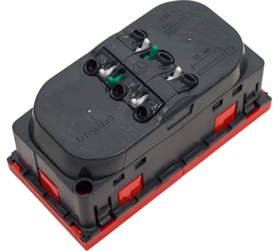 Розетка Legrand 2х2к+З Нем.Ст. 45 (Крас.) 077272
