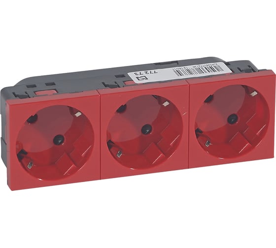 Розетка Legrand 3х2к+З Нем.Ст. 45 (Крас.) 077273