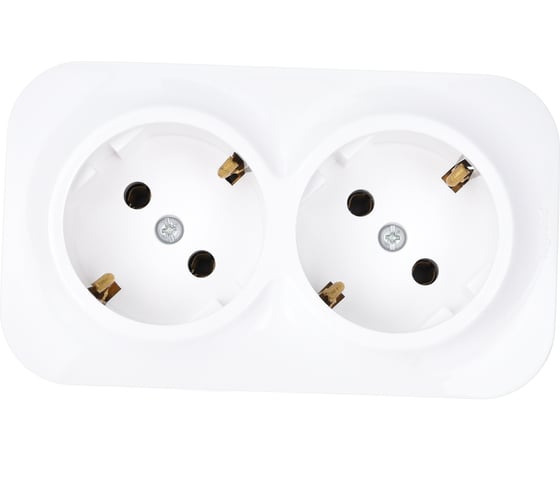 Розеточный блок Legrand двойной с заземлением Legrand Quteo с предварительным подключением без шторок IP20 16А 250В винтовые зажимы накладной монтаж белый 782233