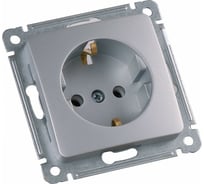Механизм одноместной розетки HEGEL с заземляющим контактом, серебро РС16-411-06