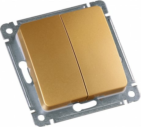 Механизм двухклавишного выключателя HEGEL золото ВС10-451-07