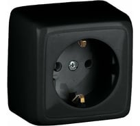 Одноместная розетка HEGEL с заземляющим контактом, с изолирующей пластиной, черный РА16-113-08