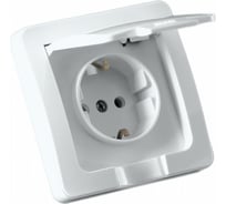 Розетка скрытой установки HEGEL IP44 с заземляющим контактом, белая РС16-511