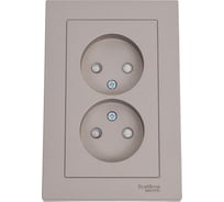 Розетка Systeme Electric Atlasdesign двойная, без заземления, со шторками, 16а, в сборе, шампань ATN000522